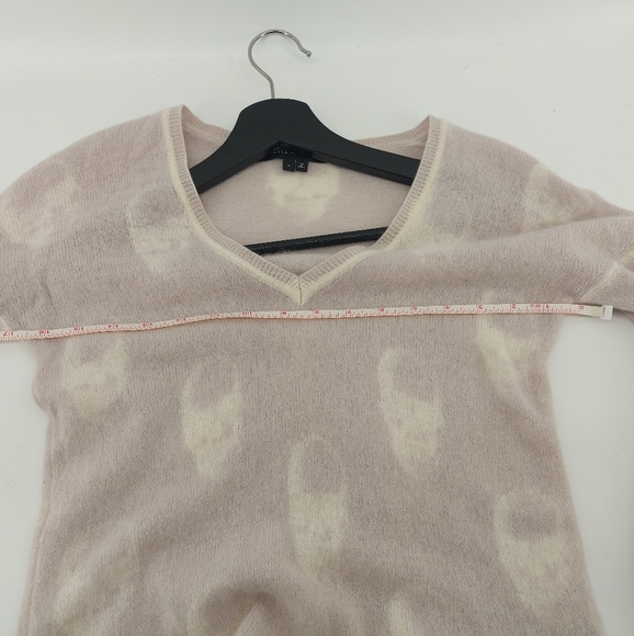 Skull Cashmere Skull V Neck Swater Size Small Pink - Picture 6 of 8